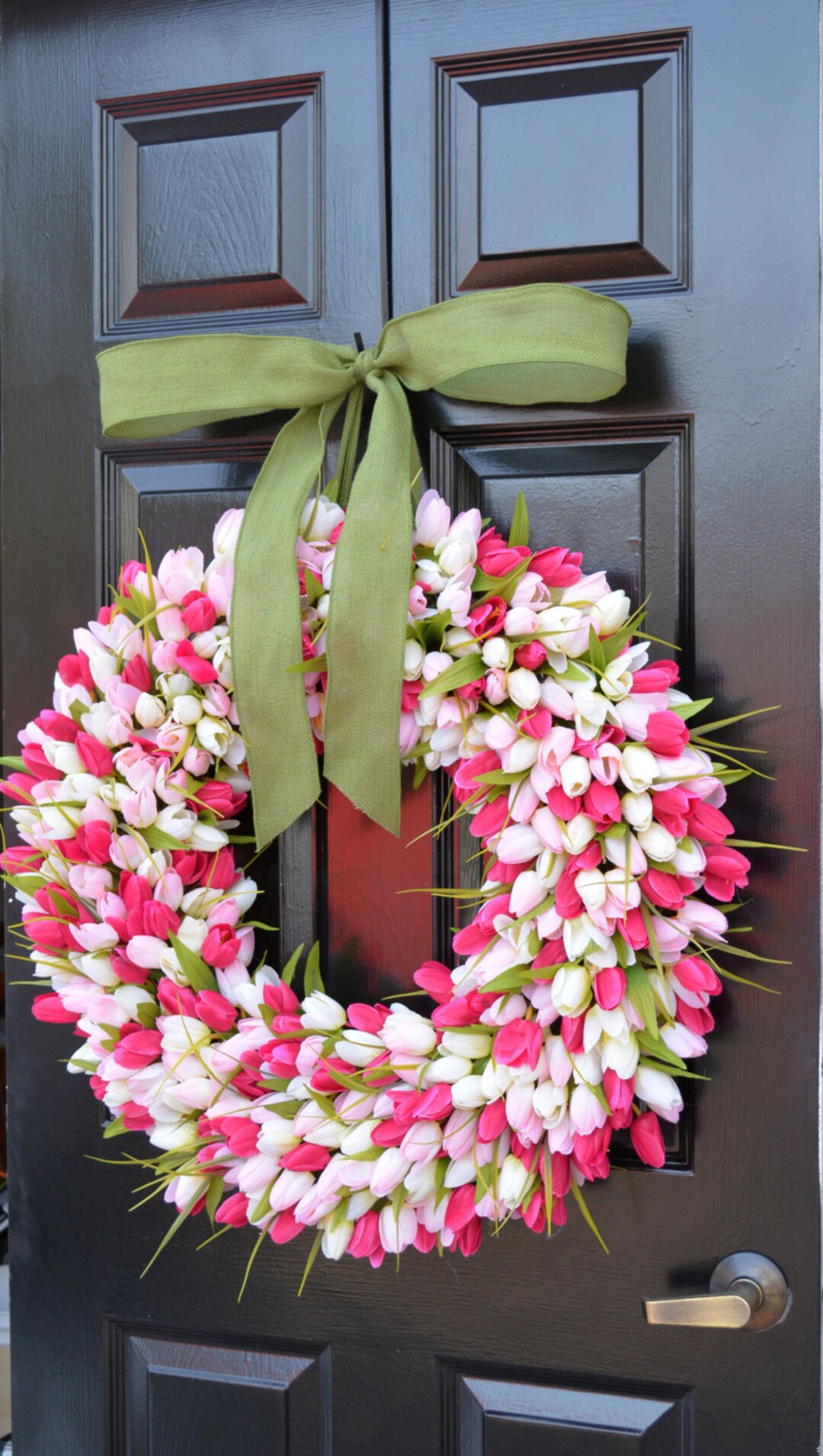 Pink Tulip Wreath: Custom Spring Door Decor - Etsy