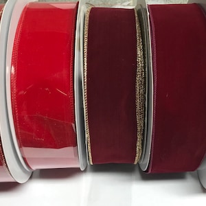 FREE SHIPPING 2 1/2 inch Wired Outdoor Christmas RIBBON-5 colors Bulk Weatherproof Christmas Decor for Christmas Bows Burgundy Velvet Ribbon