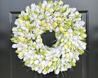 Custom Tulip Wreath: Spring Easter Front Door Decor