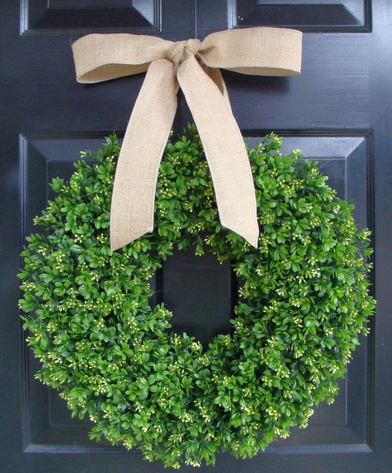 2 Pack Artificial Boxwood Wreaths For Farmhouse Decor Front Door Window 12 In
