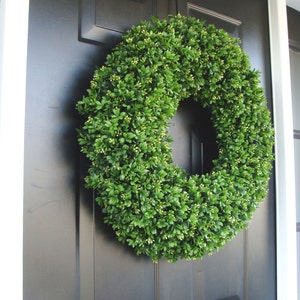 Year Round Wreath, Front Door Decor, Faux Boxwood Wreath, Outdoor Boxwood, Spring Wreath, Summer Wreath, Home Decor, Dining Room Wall Decor image 4