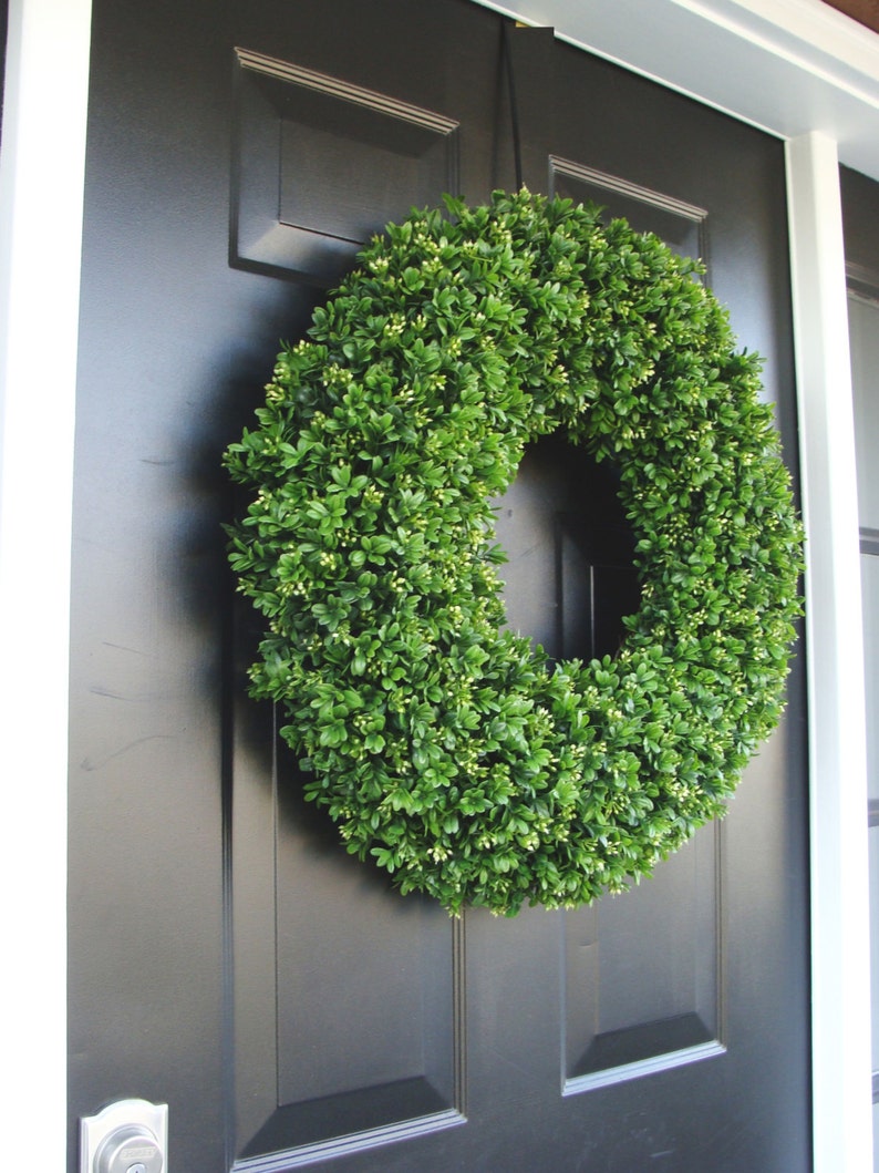 Year Round Wreath, Front Door Decor, Faux Boxwood Wreath, Outdoor Boxwood, Spring Wreath, Summer Wreath, Home Decor, Dining Room Wall Decor image 4