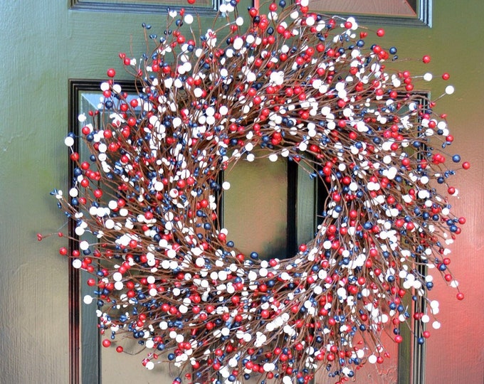 Memorial Day Wreath, Fourth of July Wreath, Americana Wreath, Patriotic Door Wreath, Country Wreath, Rustic Wreath Stars and Stripes