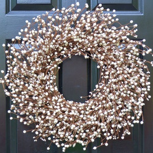 Best Selling Spring Wreath Cream Berry Wreath Door Wreath Year Round Wreath White Wedding Wreath Christmas Wreath Spring Decor Fall Wreath Cream (1st pic)