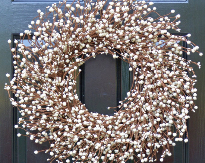 Cream Berry Wreath Farmhouse Wreath Door Year Round Wreath Wedding Wreath Christmas Wreath Winter Wreath Fall Wreath 15COLORS