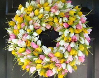 Bestselling Original Custom Tulip Wreath- Spring Wreath- Easter Wreath- Easter Decor- Front Door Wreath- Easter Decoration- Wedding Wreath