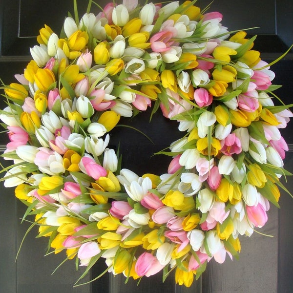 Bestselling Original Custom Tulip Wreath- Spring Wreath- Easter Wreath- Easter Decor- Front Door Wreath- Easter Decoration- Wedding Wreath