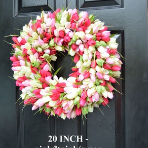 Custom Spring Wreath, Spring Decor, Mother's Day Wreath, Wall Decor, Custom Colors, Spring Decoration The ORIGINAL Tulip Wreath Pink/ltpink/green