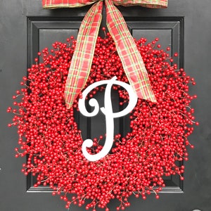 Outdoor Red Berry Christmas Wreath, Weatherproof Berry Christmas Wreaths Durable Winter Wreath, Christmas Wreath for Front Door 12-28 inches image 3
