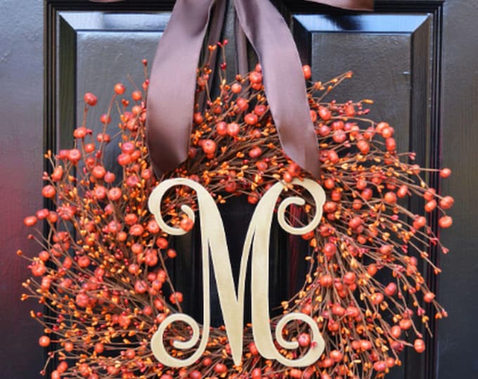 BESTSELLER Pumpkin Pie Fall Wreath, Thanksgiving Wreath Berry Wreath, Thanksgiving Decor XL 16 - 24 Inch MANY Color Options