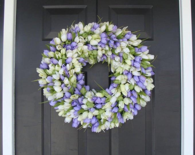 Tulip Spring Wreath: Plethora of Color Options and Sizes for Custom Home Decor