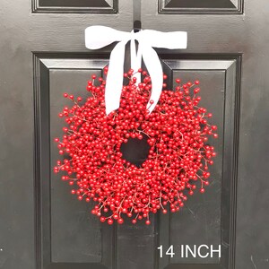 Outdoor Red Berry Christmas Wreath, Weatherproof Berry Christmas Wreaths Durable Winter Wreath, Christmas Wreath for Front Door 12-28 inches image 2