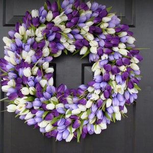 Spring Wreath- Mothers Day Gift- Door Wreath- The Original Spring Tulip Wreath- 18 inch, custom colors