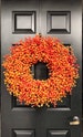 Orange Weatherproof Berry Wreath, Waterproof Fall Wreath, Halloween Decor, Halloween Wreath Decoration, Artificial Berries 24 inch shown 