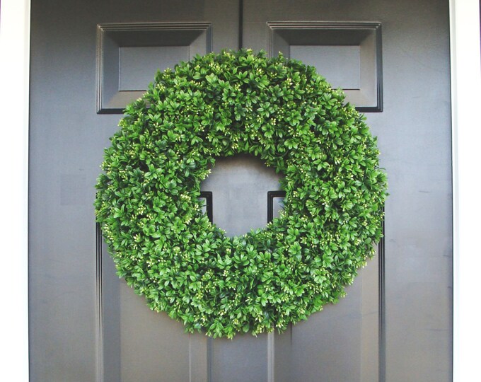 Realistic 20 inch Faux Boxwood Wreath (sizes 14 to 30 inches available)- Wedding Door Decor- Spring Wreath