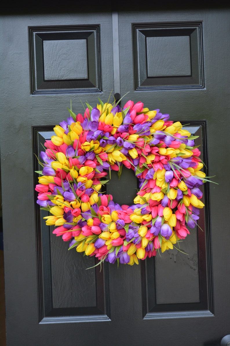 BESTSELLER Spring Wreath Tulip Spring Wreath Summer Wreath Custom Front Door Wreath Spring Decor Easter Decoration Custom colors image 9