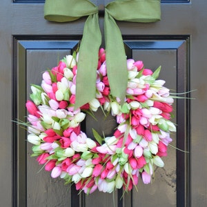 Spring Decor Spring Wreath Tulip Wreath Wreath for Door Door Wreath Etsy Wreath Custom Sizes image 4