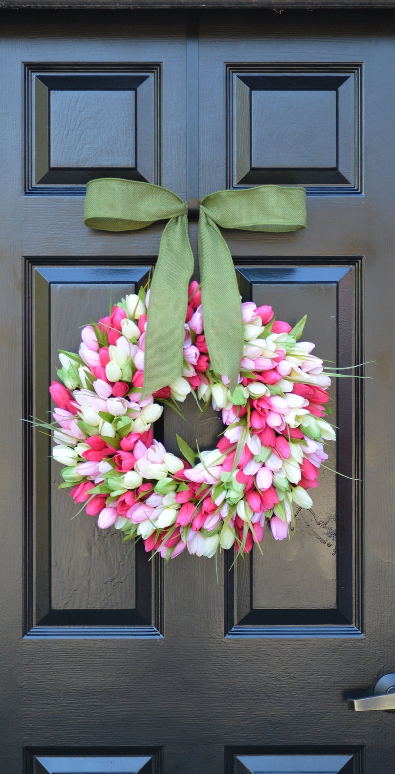 Spring Decor Spring Wreath Tulip Wreath Wreath for Door Door Wreath Etsy Wreath Custom Sizes image 4