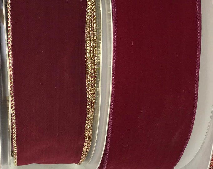 FREE SHIPPING 2 1/2 inch Wired Outdoor Christmas burgundy velvet RIBBON for use in bows wreaths decorations Christmas decor