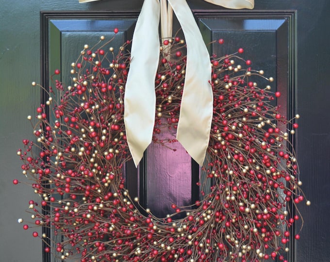 Best Selling Outdoor Seasonal Wreath, Multi Berry Fall Wreath for Door, Year Round Wreath, White Wreath, Christmas Wreath, 10 color options
