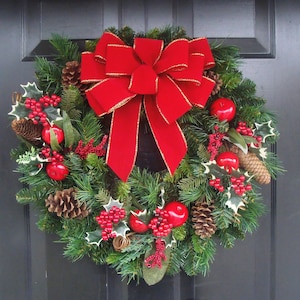 Handmade Outdoor Wired Bows for Christmas Decor, Christmas Wreath Bow, Christmas Decoration, Bow for Decorating,  Choose Your Color
