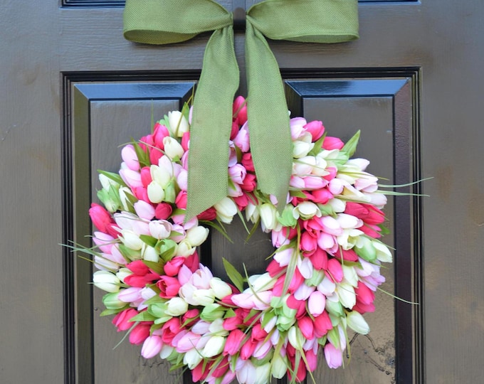 Spring Mother's Day Wreath Spring Wreath Tulip Wreath Gift for Mom Wreath for Spring Custom Size