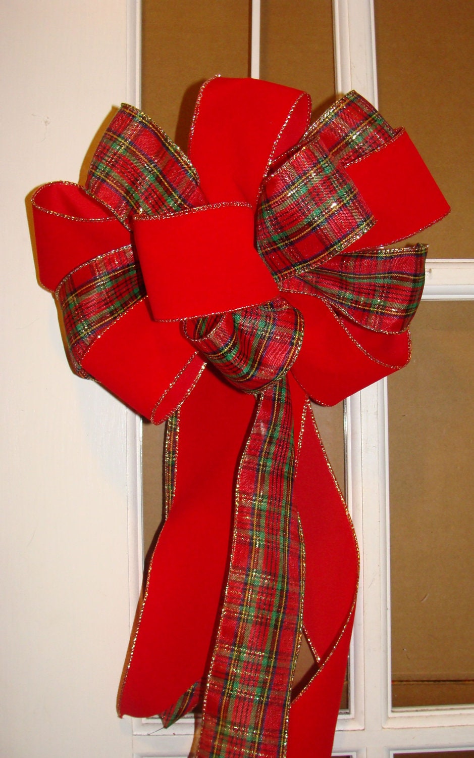 10 XL Weatherproof Handmade Outdoor Christmas Bows Bulk Christmas Bows