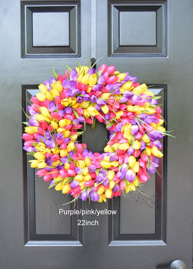 ORIGINAL Easter Spring Wreath Door Wreath Easter Wreath Tulip Wreath Sizes 16-26 inches, custom colors The Original Tulip Wreath image 5