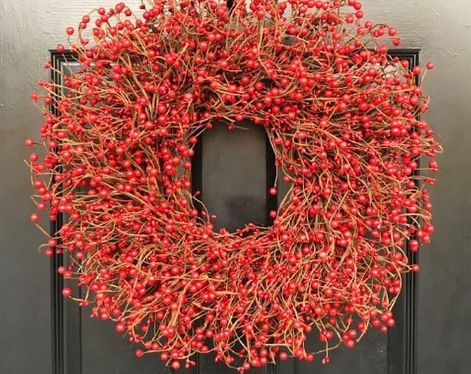 Berry Wreath| Farmhouse Wreath| Door Year Round Wreath| Wedding Wreath| Christmas Wreath| Winter or Fall Wreath| 12 Color Options