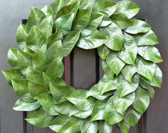 Magnolia Leaves Summer Wreath, Fixer Upper Magnolia Wreath for Front Door Wreath, Southern Decor Year Round Wreath Southern Gift for Her