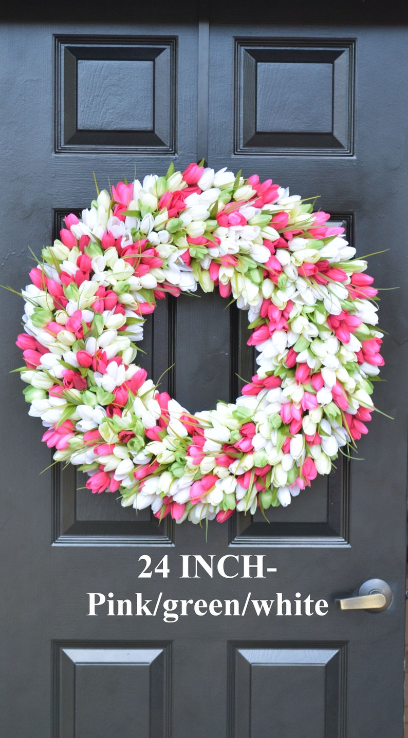 ORIGINAL Easter Spring Wreath Door Wreath Easter Wreath Tulip Wreath Sizes 16-26 inches, custom colors The Original Tulip Wreath image 4