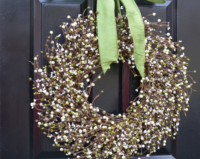 Berry St. Patrick's Day Wreath, St. Patrick's Day Decor, Green Berry Wreath, Monogram Door Wreath, Shamrock Wreath