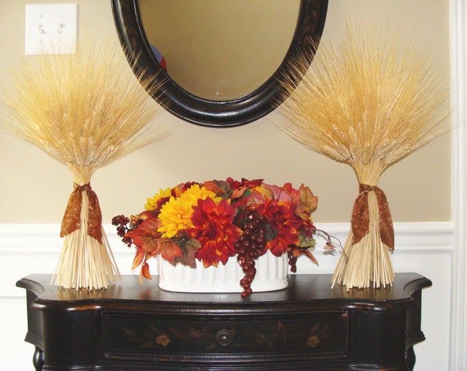 Fall Harvest Wheat Sheaves- Fall Decor- Thanksgiving Decor- Matching Wheat Fall Decorations- Fall Centerpiece- Mantle Decor SALE