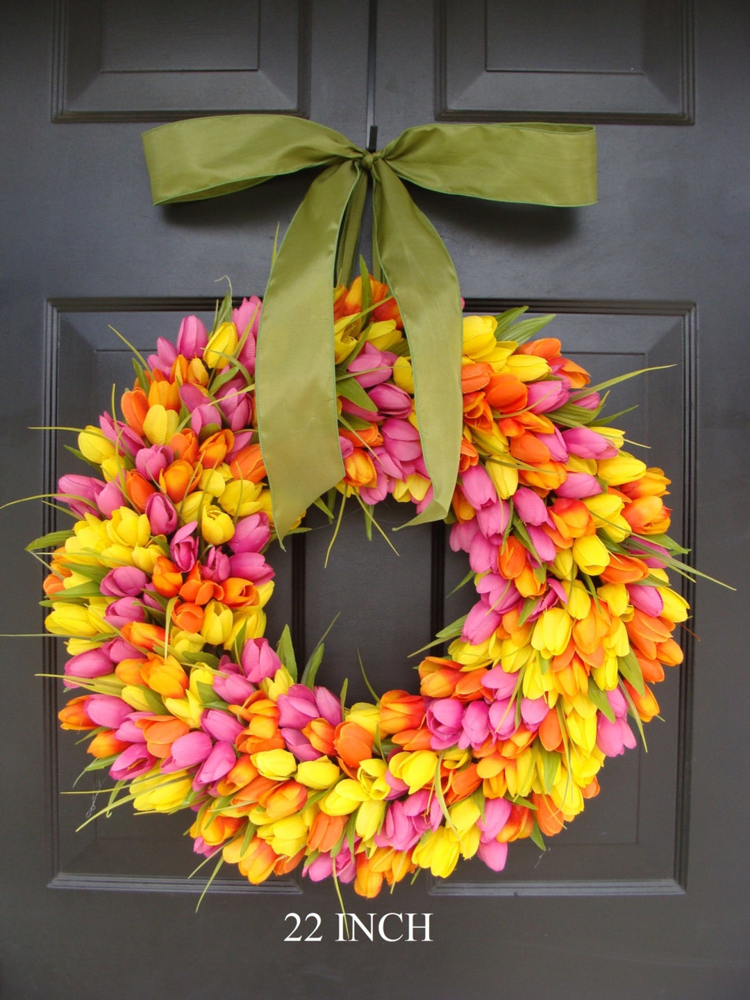 Silk Tulip Spring Wreath: Mother's Day Floral Door Decor - Etsy