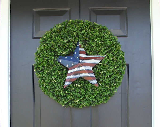 Patriotic Wreath- July 4th Wreath- Fourth of July Decor- Patriotic Star- Memorial Day Wreath- July 4th Wreath LAST ONE