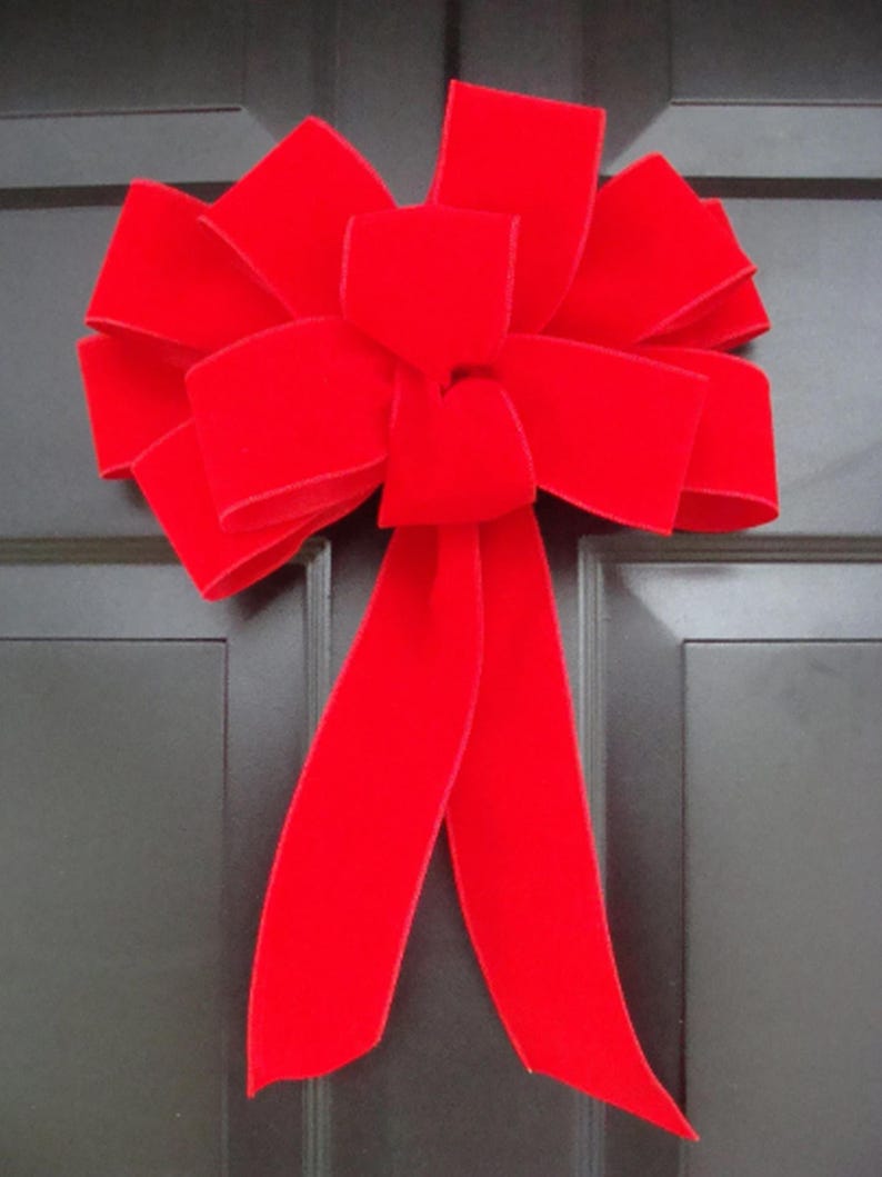 2.5 Inch Wired Christmas Ribbon: Velvet, Weatherproof Bulk Decor Red Velvet