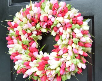 Liseng Tulip Wreath Door Wreath Artificial Flower Tulip Floral Twig Door Wreath Summer Wreath for Front Door Wreath Liseng Tulip Wreath Door Wreath Artificial Flower Tulip Floral Twig Door Wreath Summer Wreath for Front Door Wreath