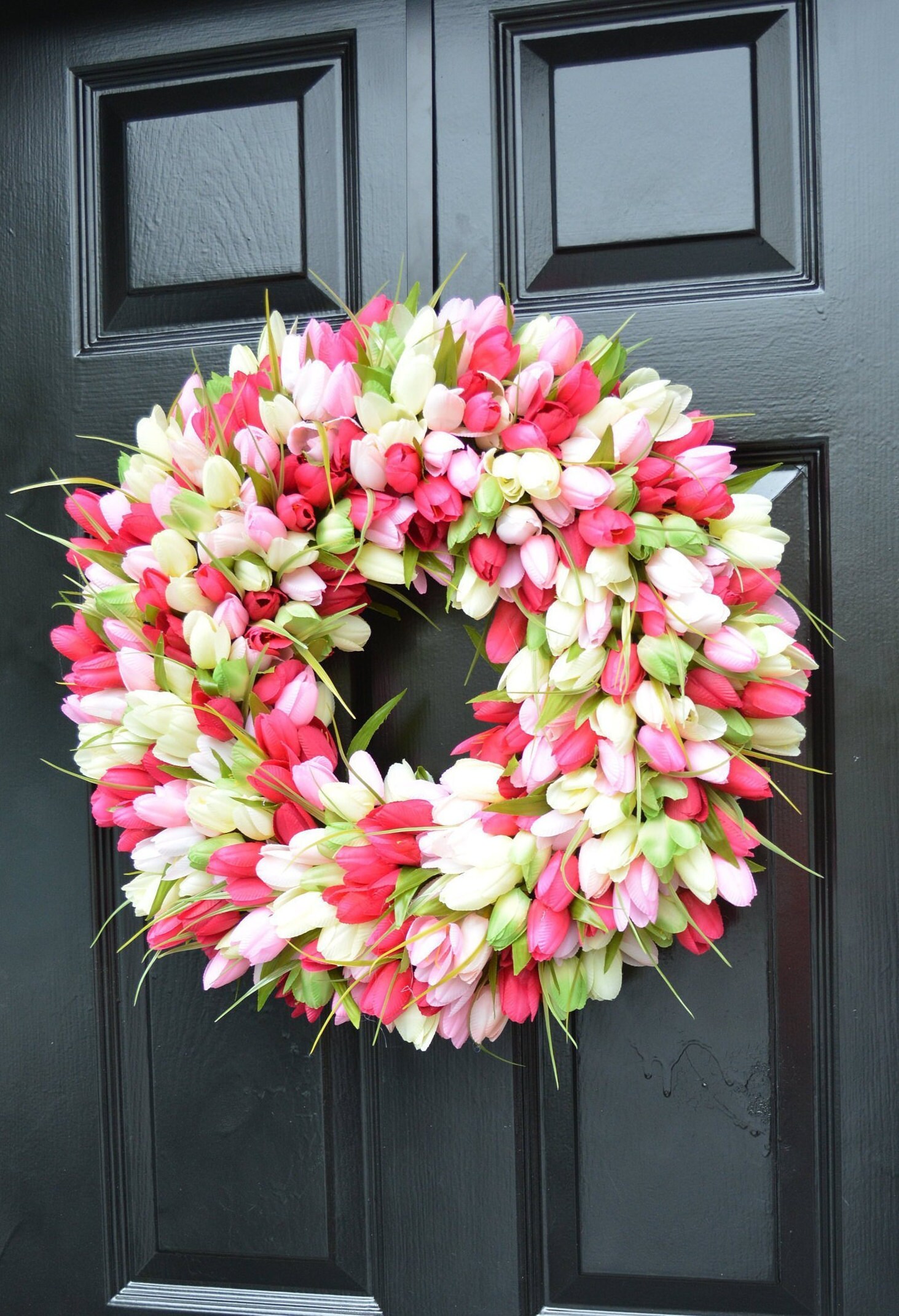 Couronne de Pâques Couronne Printemps Décor Tulipe Printemps, Porte Extérieure, Couleurs Personnalis