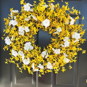 XL Yellow Forsythia Spring Wreath: Outdoor Spring Floral, Front Door Decor image 6