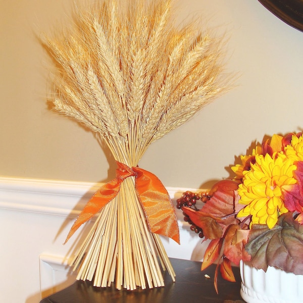 Fall Decor- Thanksgiving Decoration- Thanksgiving Centerpiece Wheat Sheaf With Ribbon- Mantle Decoration- Fall Decoration-SALE