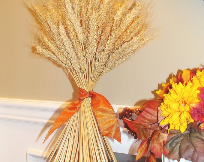 Fall Decor- Thanksgiving Decoration- Thanksgiving Centerpiece Wheat Sheaf With Ribbon- Mantle Decoration- Fall Decoration Sale