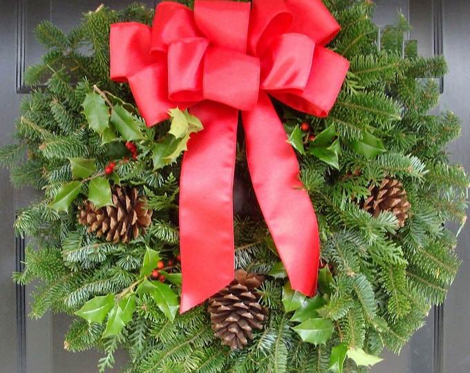 Handmade Wired Christmas Bow: Outdoor Wreath, Window, Mail Box, Lamp post Decoration, Custom Colors