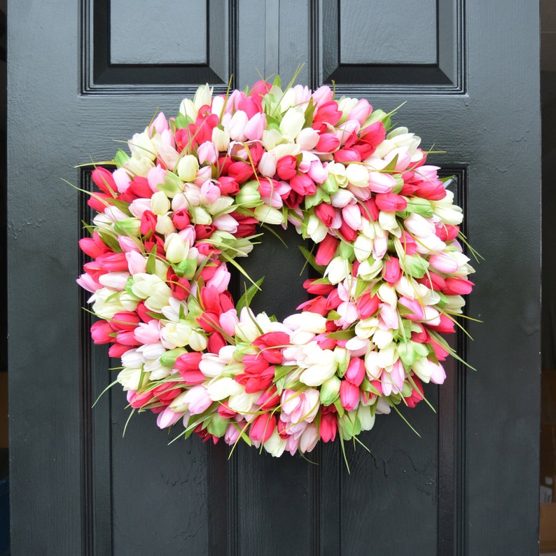 BESTSELLER Spring Wreath Tulip Spring Wreath Summer Wreath Custom Front Door Wreath Spring Decor Easter Decoration Custom colors image 3