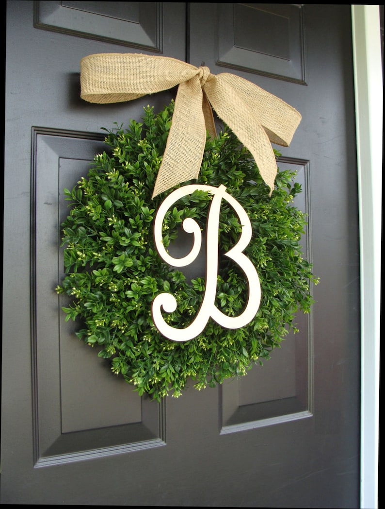 Download Monogram Boxwood Wreath Fall Monogram Wreath with Burlap ...