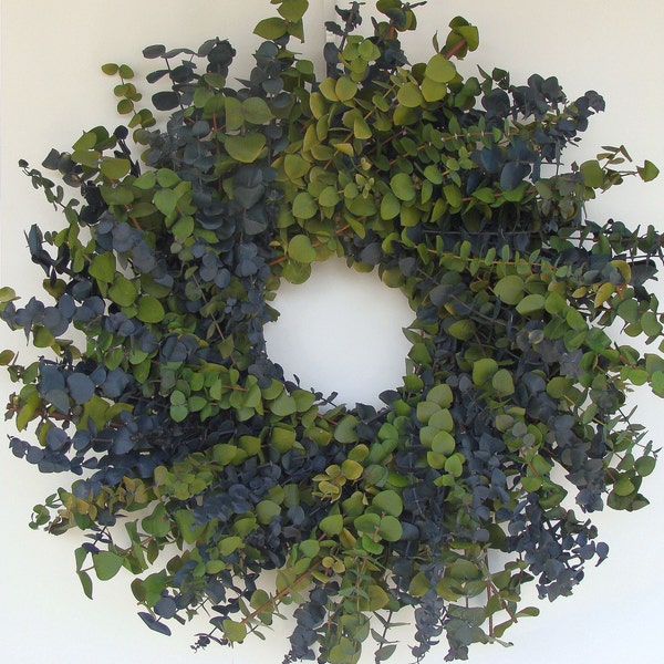 Green and Blue Eucalyptus Wreath- Other Colors Also Available 16, 20 or 24 Inch Diameter