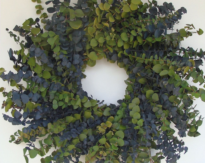 Green and Blue Eucalyptus Wreath- Other Colors Also Available 16, 20 or 24 Inch Diameter