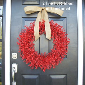 Outdoor Red Berry Christmas Wreath, Weatherproof Berry Christmas Wreaths Durable Winter Wreath, Christmas Wreath for Front Door 12-28 inches image 5