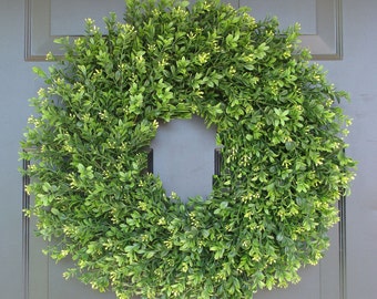 Ghirlanda di bosso da fattoria: profilo sottile, decorazione per porta d'ingresso (12-24 pollici)