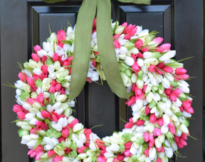 14-24 inch Spring Wreath- Spring Wreath- Door Wreath 24 inch shown Front Door Tulip Lavender Wreath