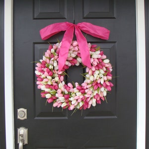 Valentine's Day Wreath Valentine's Day Decor Valentine Decoration Tulip Wreath Pink/ltpink/white